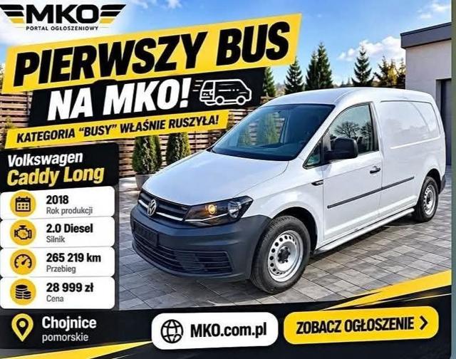Volkswagen Caddy Long 2.0 TDI 2018r Klima
