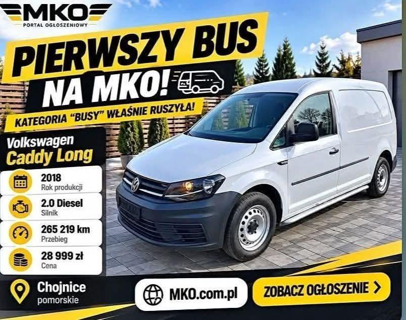Volkswagen Caddy Long 2.0 TDI 2018r Klima