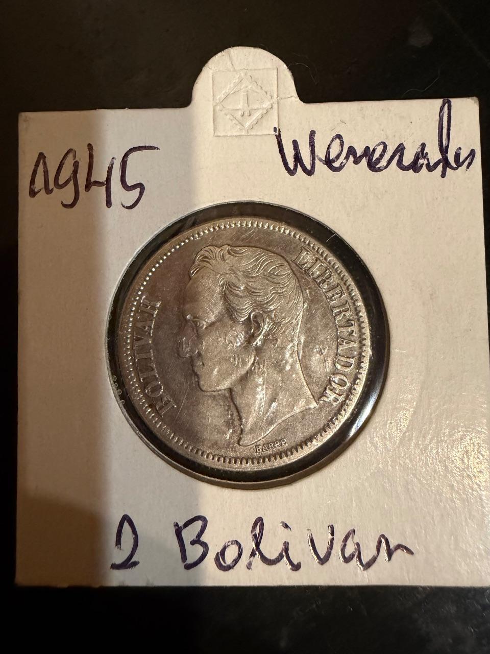 Moneta boliwer 1945r srebro