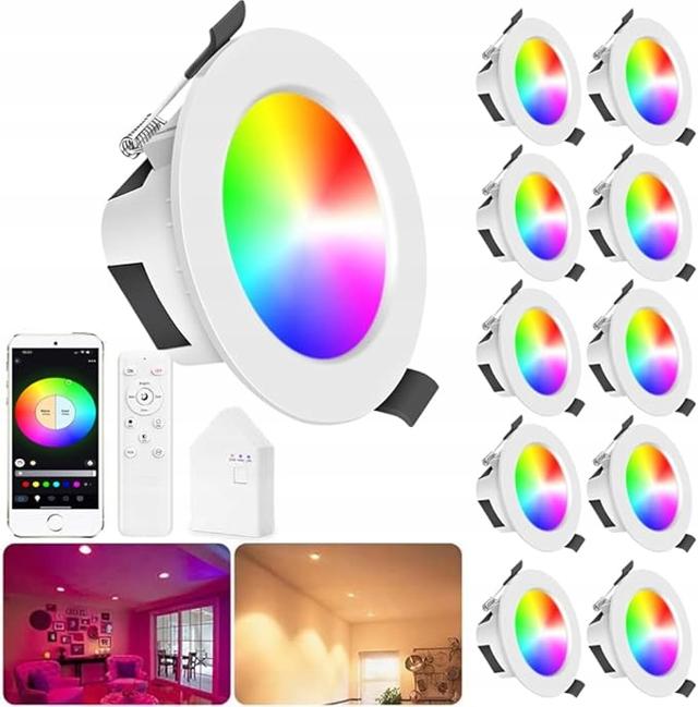 Lampa Downlight RGBIC, WIFI, Bluetooth, 9W, 10 sztuk