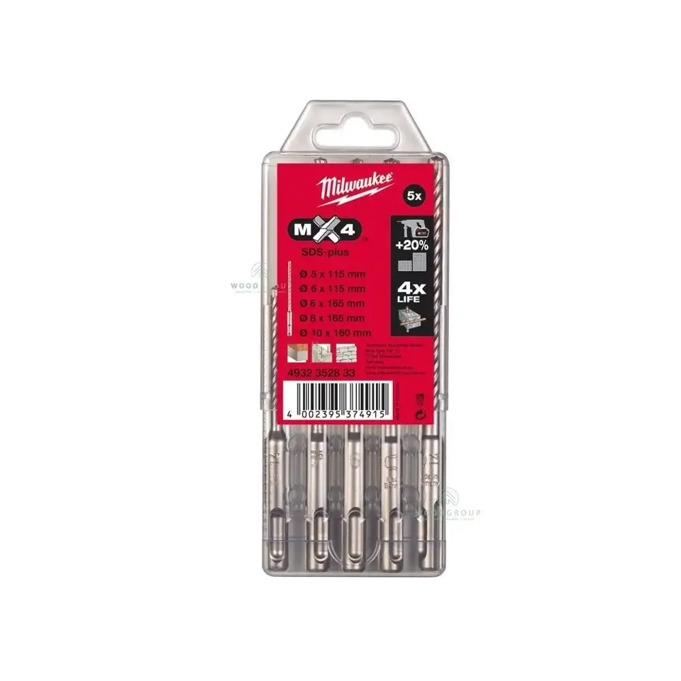 Zestaw wierteł SDS-Plus MX4, 4-ostrzowe, 5 - 10 mm (5 szt.) - 4932352833