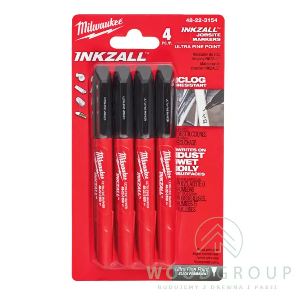 Cienkie markery INKZALL™, czarne (4 szt.) - 48223154