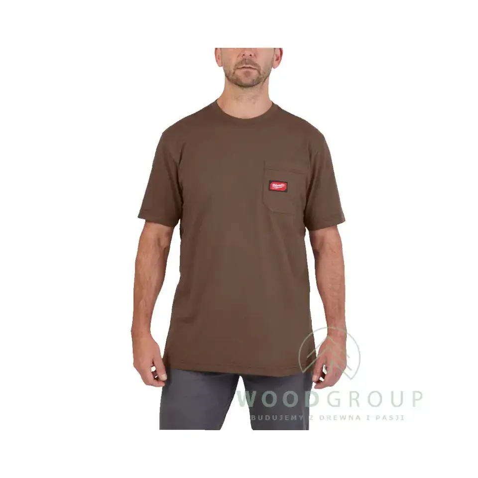 T-shirt z kieszonką z krótkim rękawem (M) brązowy - WT SS BR M - 4932493029