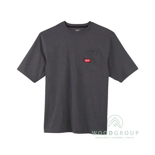 T-shirt z krótkim rękawem i kieszonką, Szara, rozmiar L - WTSSG-L - 4933478233