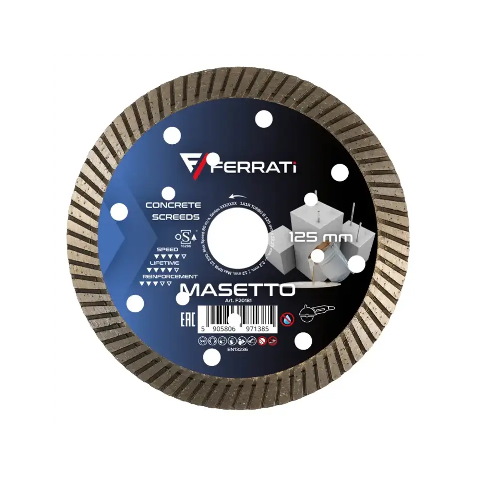 Tarcza diamentowa tnąca TURBO MASETTO (125 mm x 22,23 mm) - F20181