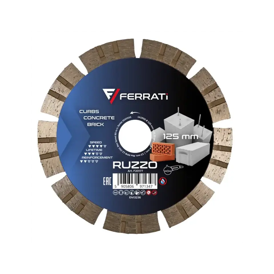 Tarcza diamentowa tnąca RUZZO (125 mm x 22,23 mm) - F20177