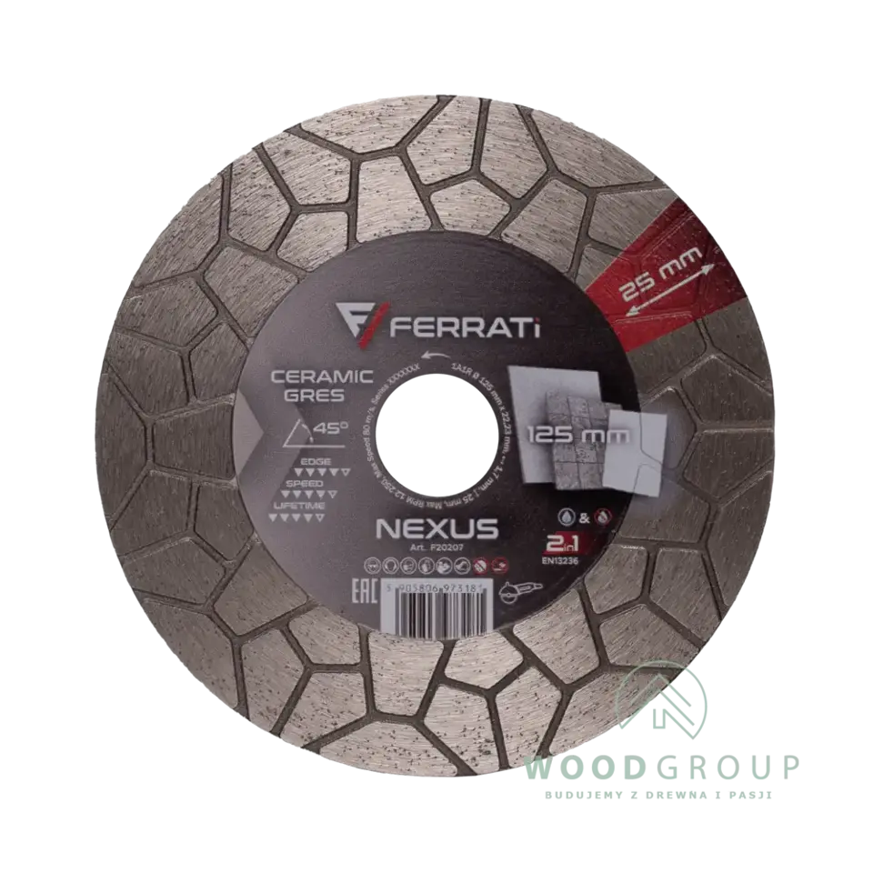 Tarcza diamentowa tnąca i szlifująca NEXUS (125 mm x 22,23 mm) - F20207
