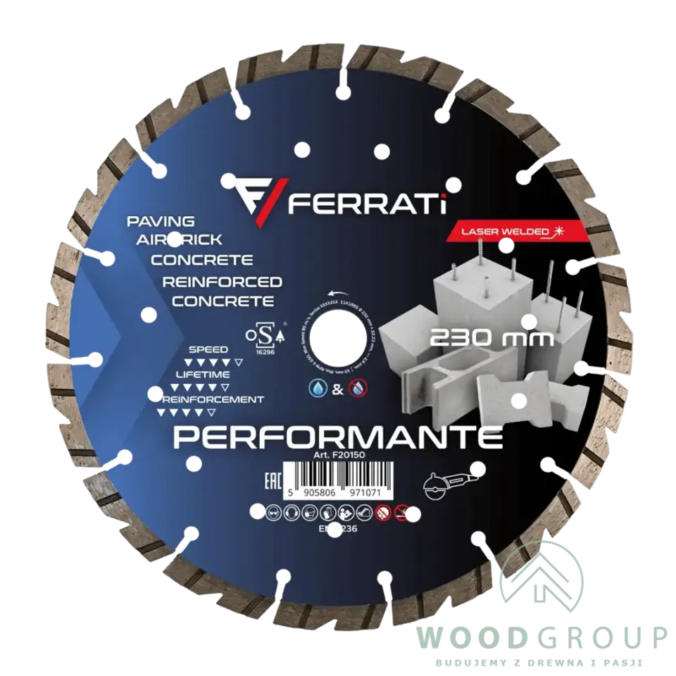 Tarcza diamentowa tnąca PERFORMANTE (230 mm x 22,23 mm) - F20150