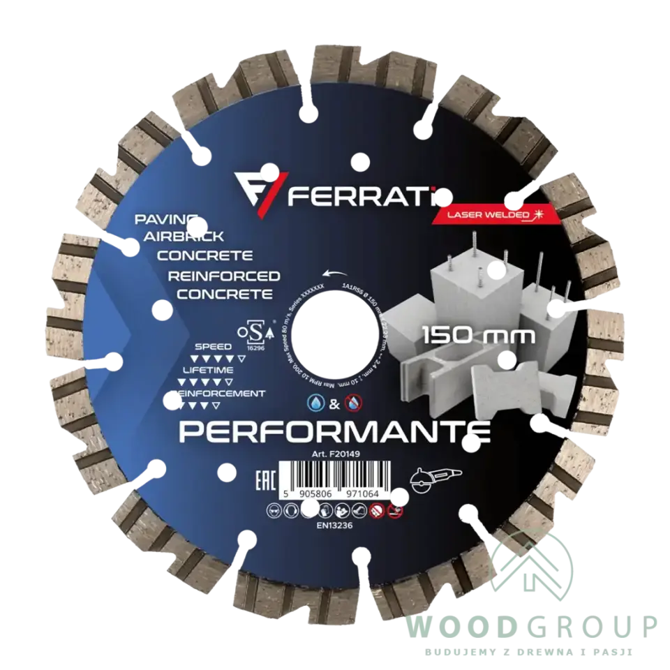 Tarcza diamentowa tnąca PERFORMANTE (150 mm x 22,23 mm) - F20149