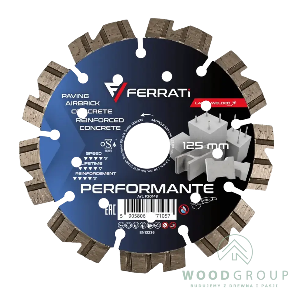 Tarcza diamentowa tnąca PERFORMANTE (125 mm x 22,23 mm) - F20148