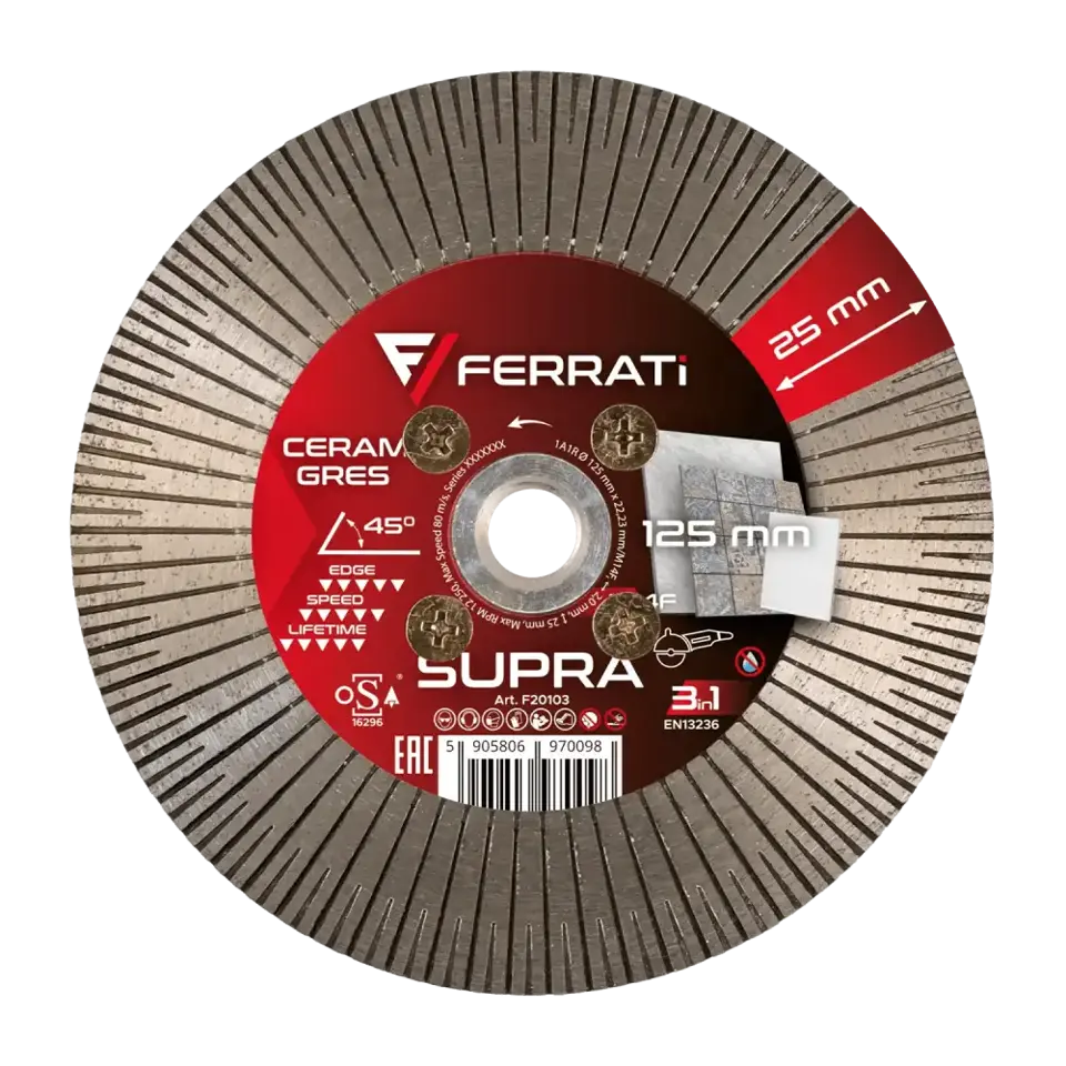 Tarcza diamentowa tnąca i szlifująca M14F SUPRA (125 mm x M14F) - F20103
