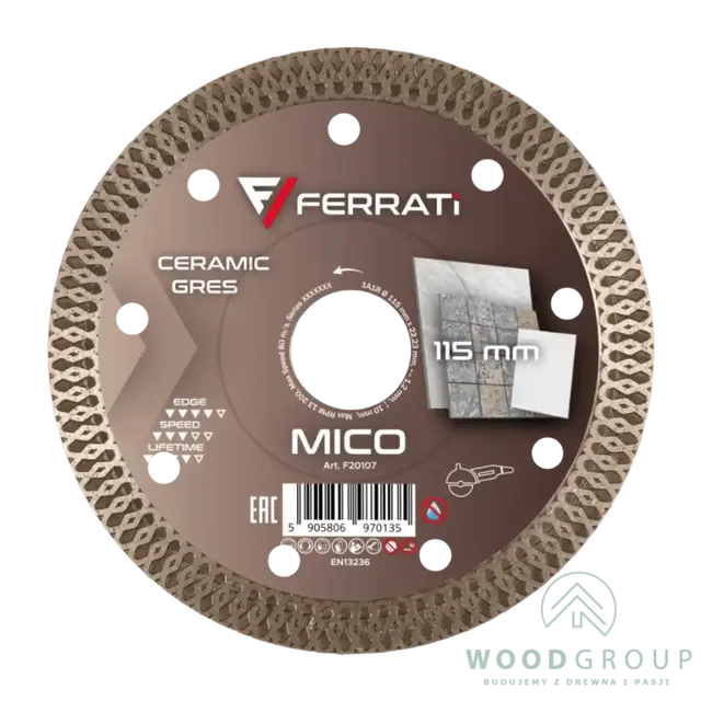 Tarcza diamentowa tnąca MICO (115 mm x 22,23 mm) - F20107