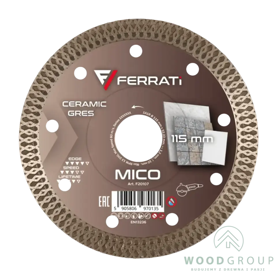 Tarcza diamentowa tnąca MICO (115 mm x 22,23 mm) - F20107
