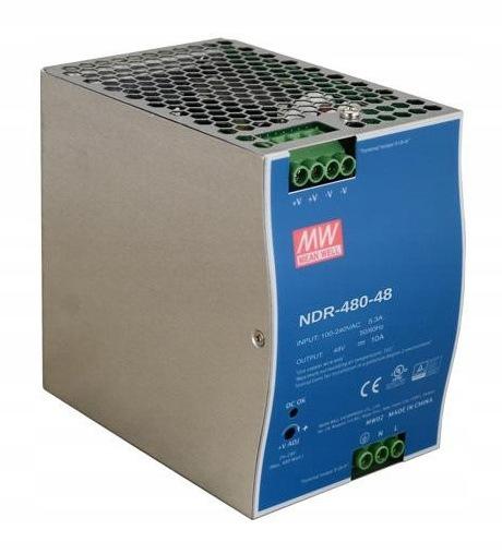 ZASILACZ IMPULSOWY NA SZYNĘ DIN MEAN WELL NDR-480-48 48V/480W/10A