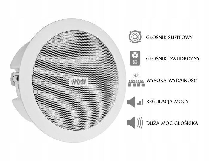 GŁOŚNIK SUFITOWY PA HQM-SOZ1625 16W 100V BIAŁY