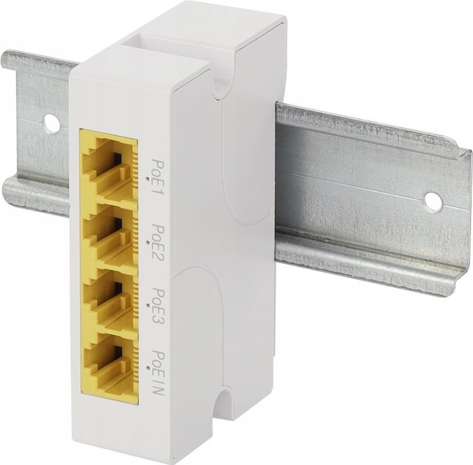 EXTENDER POE NA SZYNĘ DIN DO 3 KAMER IP Pulsar EXT-POEG3DIN 48V