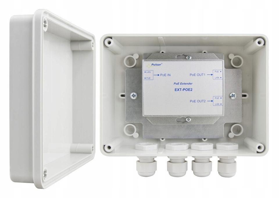 EXTENDER POE W OBUDOWIE HERMETYCZNEJ DO 2 KAMER IP Pulsar EXT-POE2H