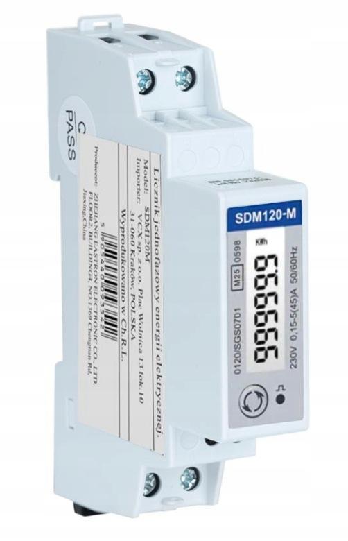 Licznik energii jednofazowy z Modbus dwukierunkowy VCX SDM120M (MID)