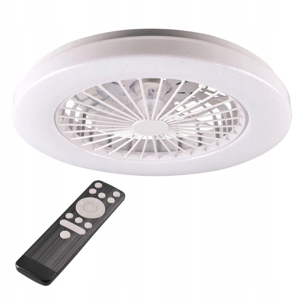 Plafon biały LED LIBYA 48W (24W+24W) + wentylator 15W z pilotem IR Goldlux