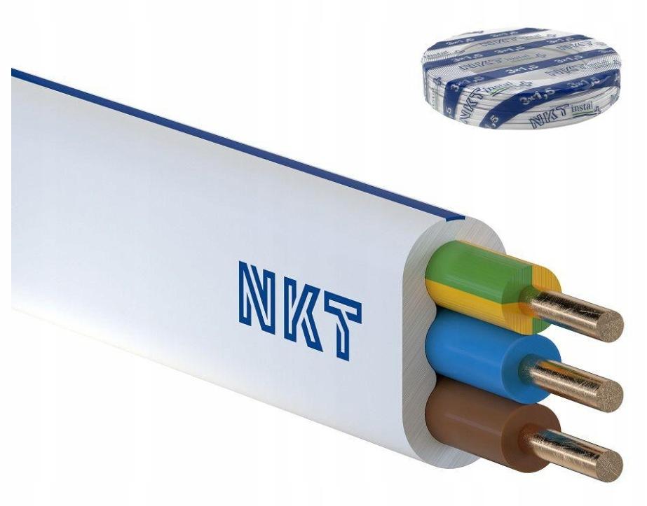 Przewód NKT instal PLUS YDYp 3x1,5 żo biały 450/750V 100m