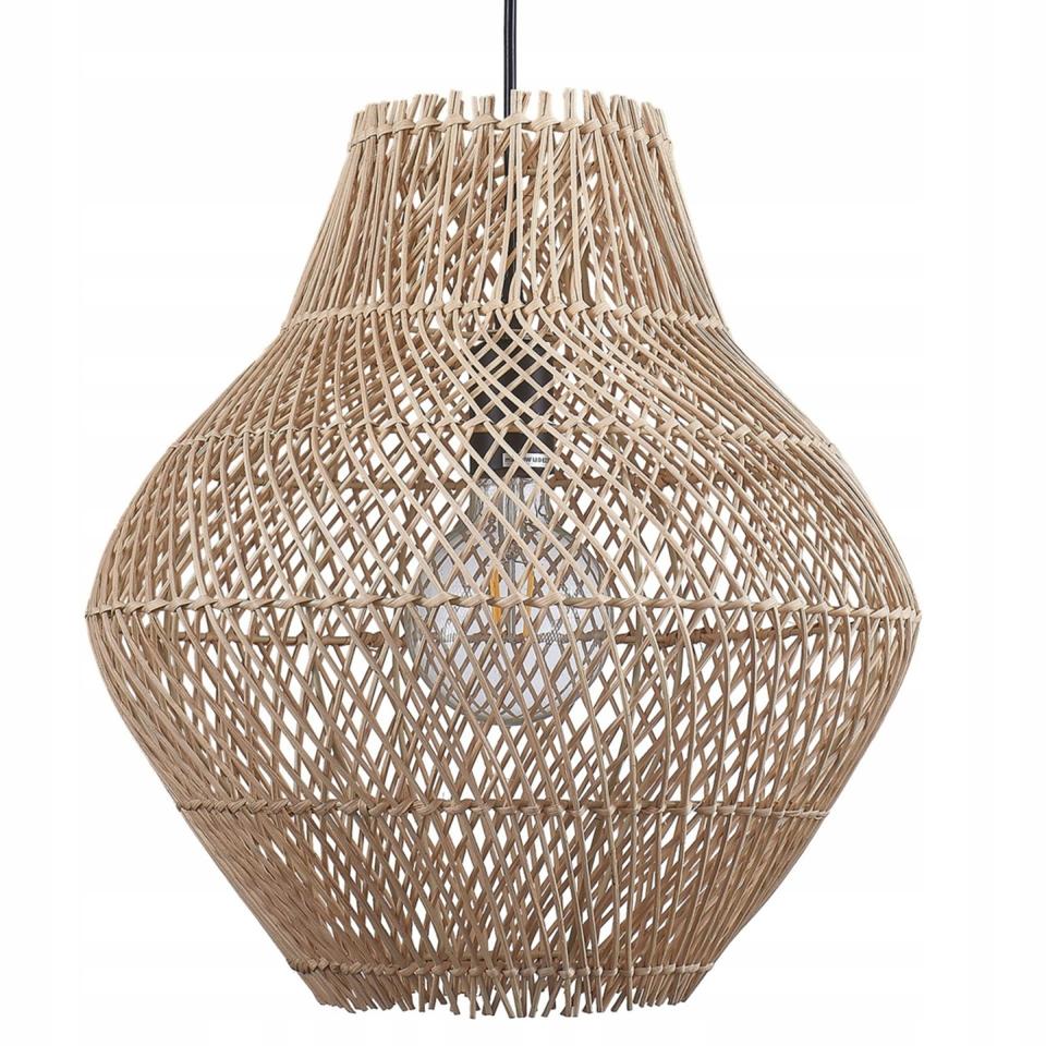 Lampa Sufitowa Wisząca Rattan Pleciona BOHO Naturalna Beżowa ONTAKE 1xE27