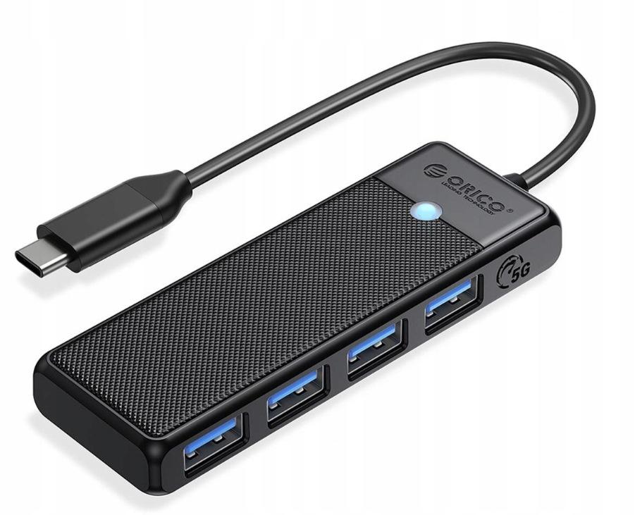 Hub USB-C Orico 4-porty USB-A 3.0 5Gbps czarny