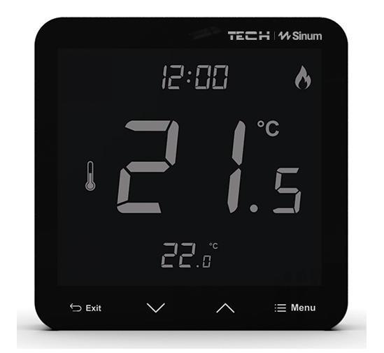 Przewodowy regulator pokojowy sinum czarny R-S3 Tech Sterowniki