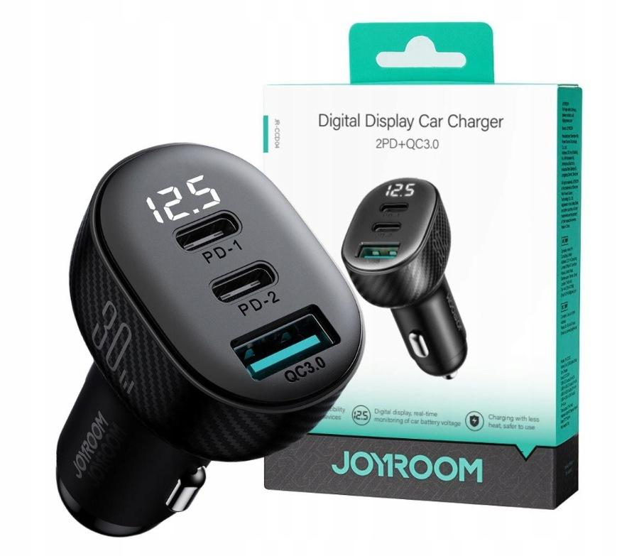 Ładowarka samochodowa Joyroom JR-CCD04 30W 4A 2x USB-C 1x USB-A PD QC 3.0