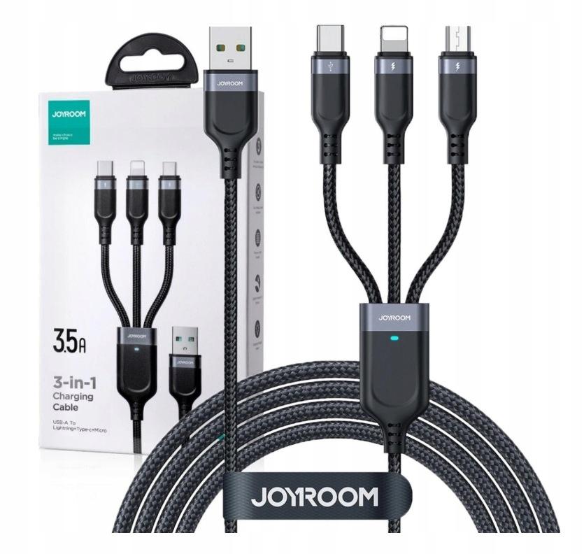 Kabel 3w1 USB-A / USB-C micro-USB Lightning Joyroom S-1T3018A18 30cm 3.5A