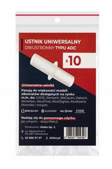 Ustnik uniwersalny dwustronny typu ADC AISKO do alkomatów opakowanie 10szt.