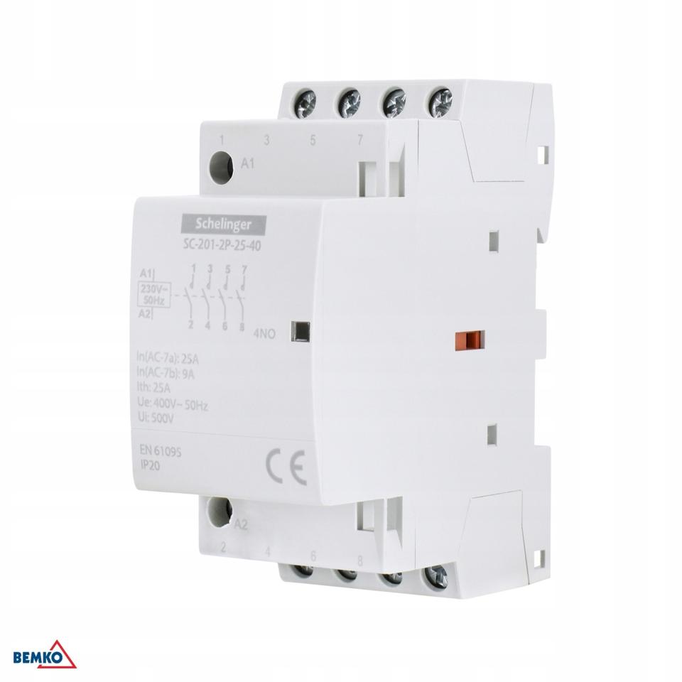 Stycznik modułowy SC201 2P 25A TYP 40 (4NO + 0NC) SCHELINGER