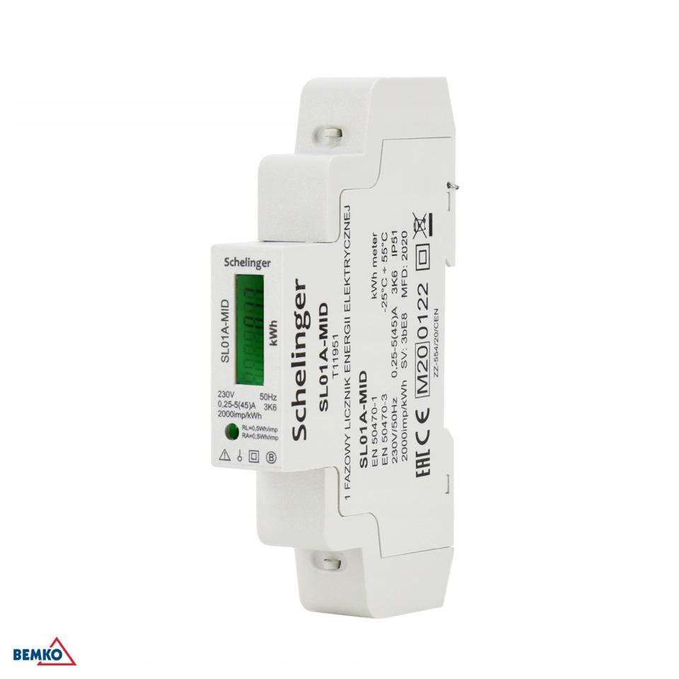 Licznik energii 1 fazowy MID SCHELINGER 45A
