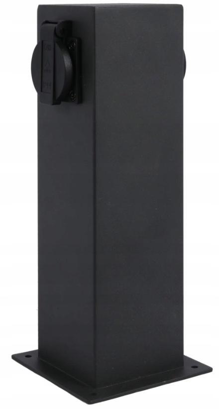 Słupek zewnętrzny ELEKTRI kwadrat 28cm 2 gniazda~230V grafit GOldlux