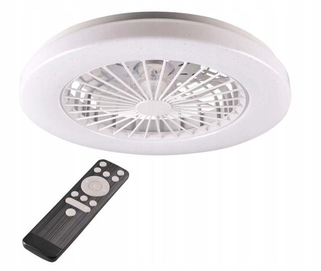 Plafon z wentylatorem LED Goldlux Libya 48W Biały 50 cm 3000K 6500K Pilot