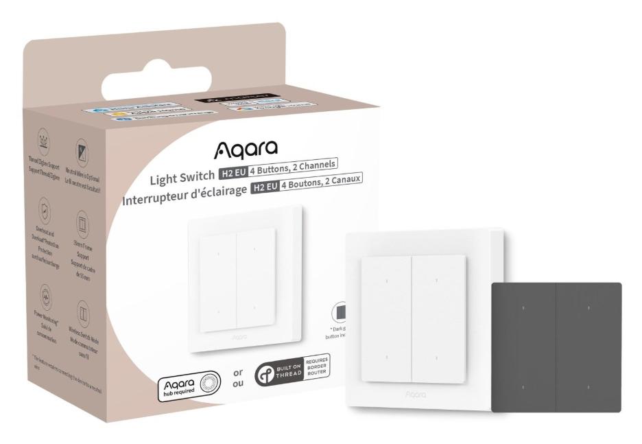 Aqara Light Switch H2 EU | Przełącznik | 4 przyciski, 2 kanały, WS-K08D