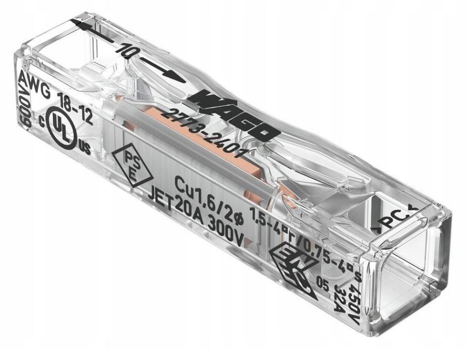 Szybkozłączka przelotowa LINKA/DRUT 2x 0,2-4mm2 WAGO 2773-2401 (100szt.)