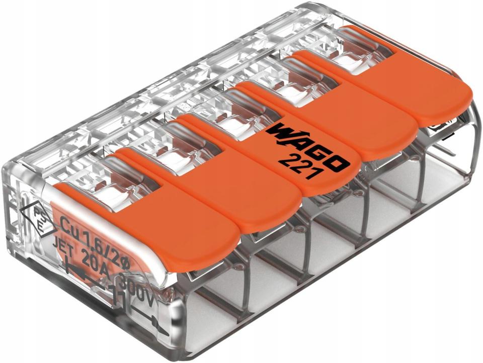 Szybkozłączka uniwersalna LINKA/DRUT 5x 0,2-4mm2 WAGO 221-415 ( 25szt.)