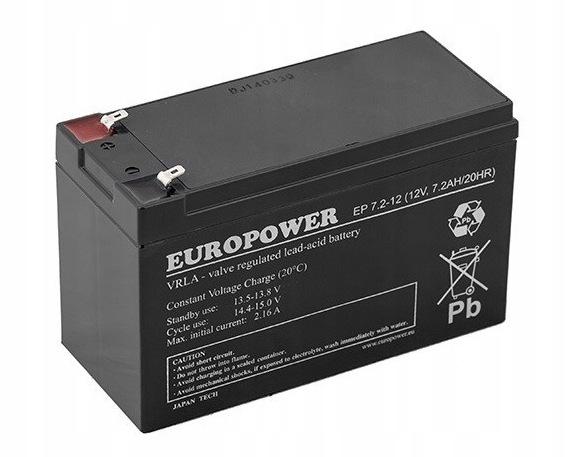 Akumulator AGM EUROPOWER serii EP 12V 7,2Ah (Żywotność 6-9 lat)