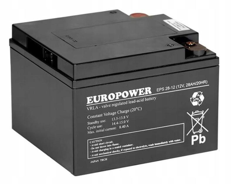 Akumulator AGM EUROPOWER serii EPS 12V 28Ah (Żywotność 8-12 lat)