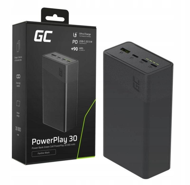 POWERBANK Greencell PowerPlay 30 30000mAh SZYBKIE ŁADOWANIE 22,5W