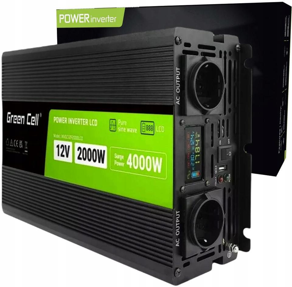 PRZETWORNICA NAPIĘCIA Green Cell PowerInverter LCD 12V / 230V 2000W/4000W