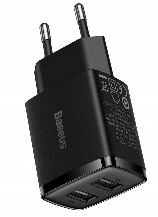 ŁADOWARKA SIECIOWA Baseus Compact Charger CCXJ010201 10.5W 2x USB-A CZARNA