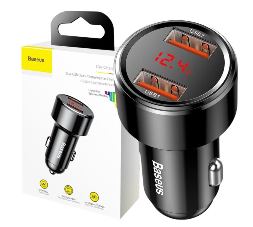 ŁADOWARKA SAMOCHODOWA Baseus Magic CCMLC20A-01 45W 6A 2x USB-A QC 3.0