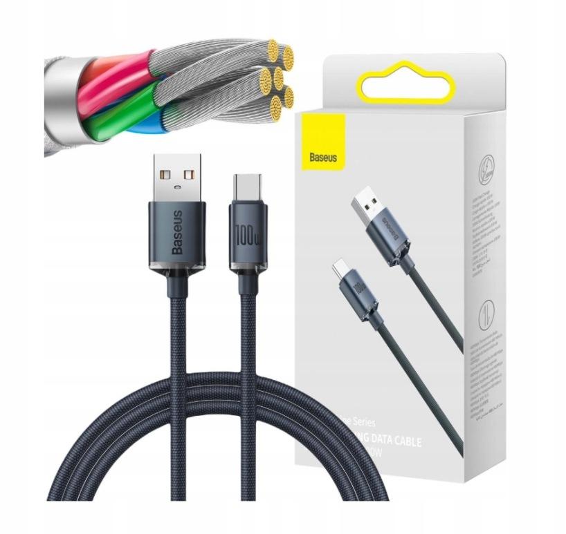 KABEL USB-A / USB-C Baseus Crystal CAJY000401 120cm 100W 6A QC 3.0 W OPLO