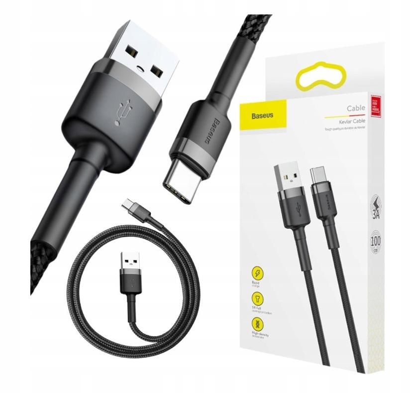 KABEL USB-A / USB-C Baseus Cafule CATKLF-BG1 100cm 3A QC 3.0 CZARNO-SZARY