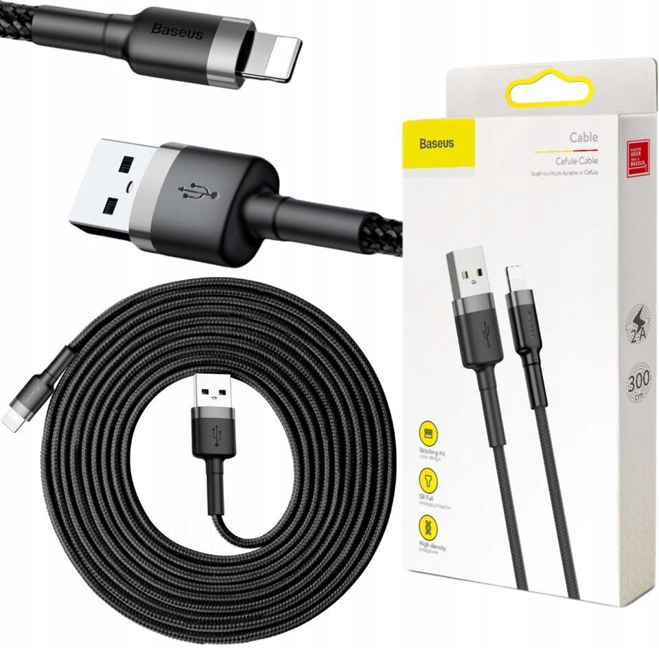 KABEL USB-A / Lightning iPhone Baseus Cafule CALKLF-RG1 300cm Apple 2A