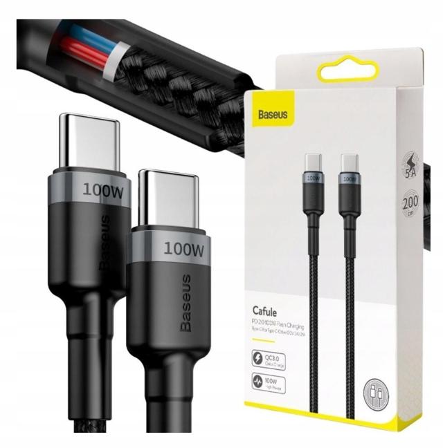 KABEL USB-C / USB-C Baseus Cafule CATKLF-ALG1 200cm 100W 5A PD 2.0 QC 3.0