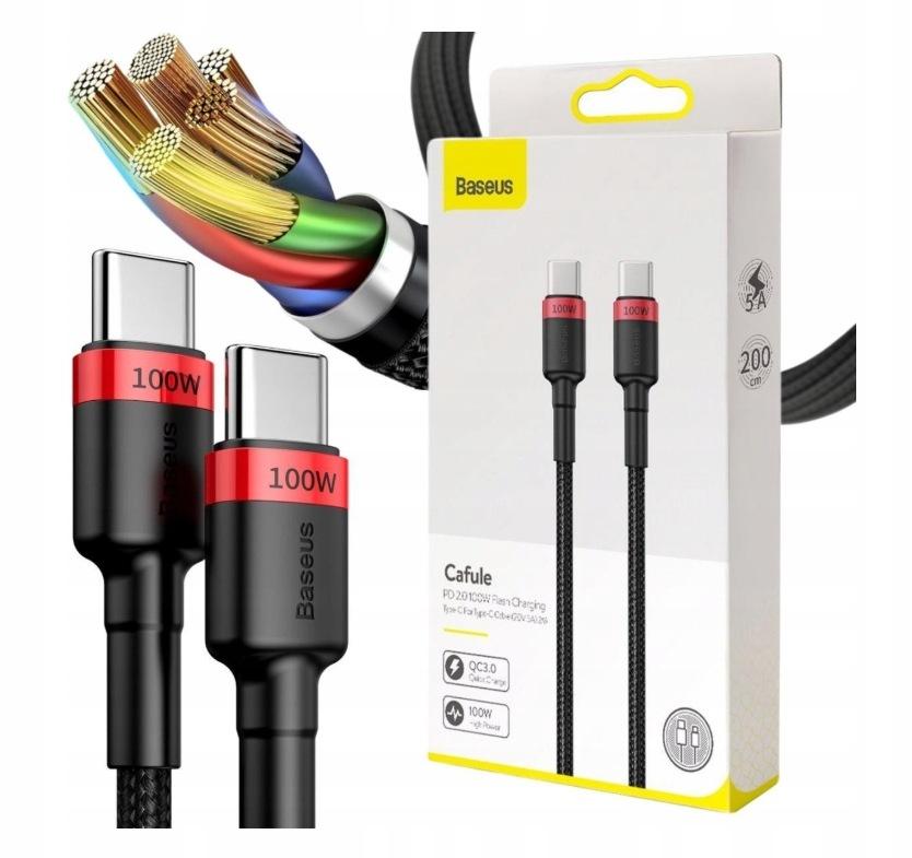 KABEL USB-C / USB-C Baseus Cafule CATKLF-AL91 200cm 100W 5A PD 2.0 QC 3.0