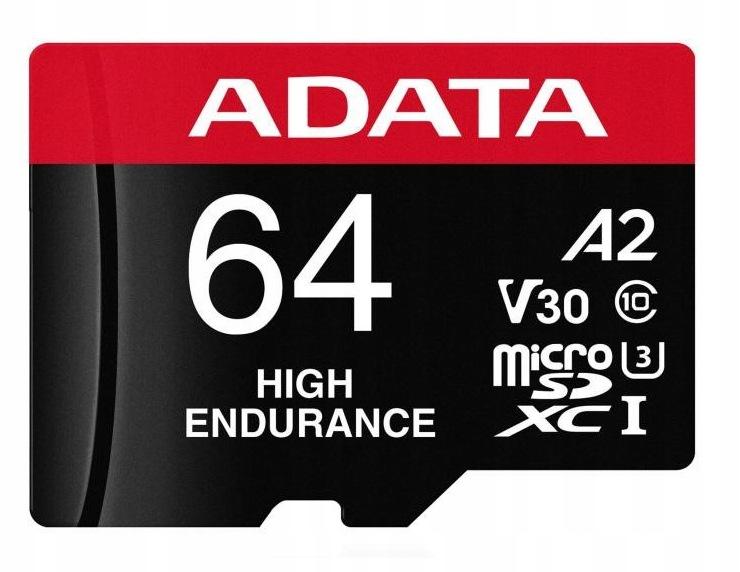 Adata Karta microSD High Endurance 64GB UHS1 U3 V30 A2 100/80MB/s + Adapter