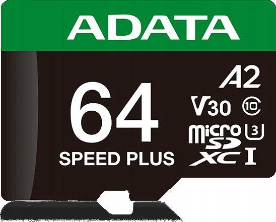 Adata Karta pamięci microSD Speed Plus 64GB UHS1 U3 V30 A2 160/140 MB/s